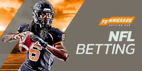 Tennesseebettinghub NFL betting desktop banner featuring an American football player.